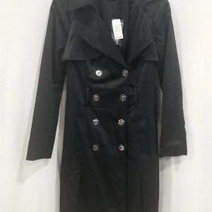 Elegant Black Double-Breasted Women's Coat